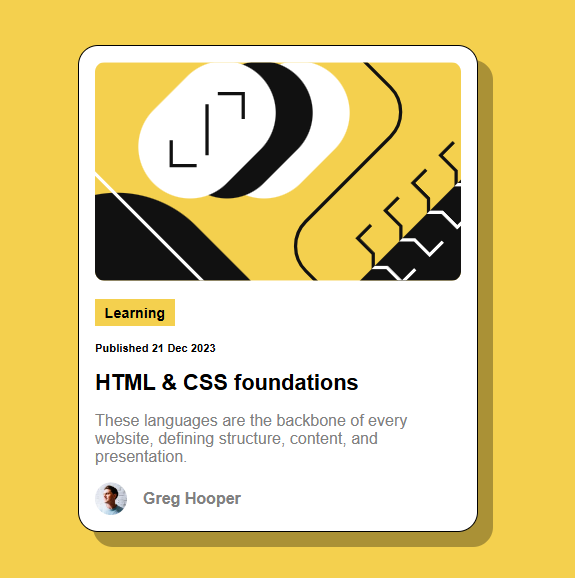 Picture of Blog Card that the author made from frontend mentor